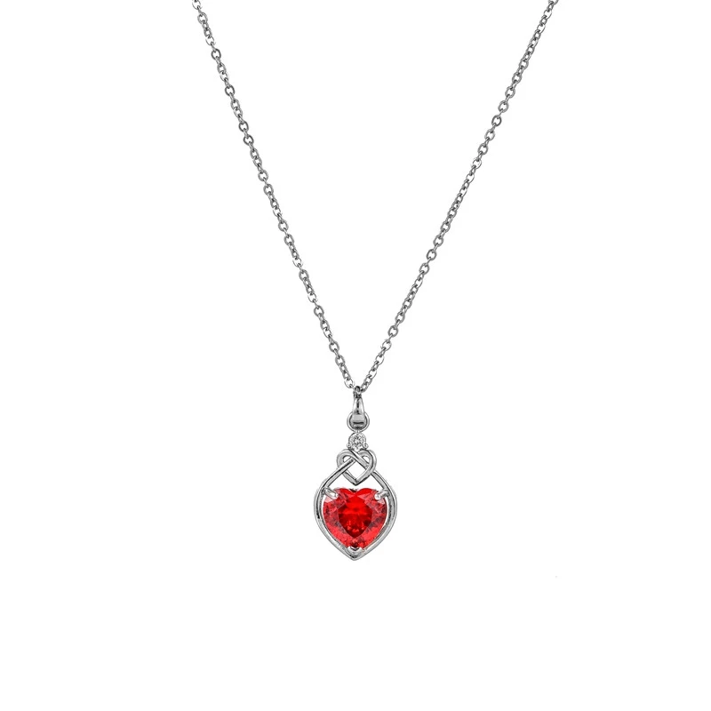 Bright Red Cubic Zirconia Necklace