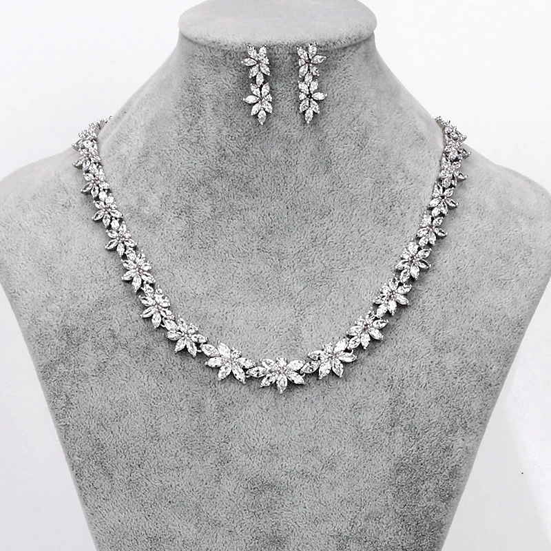 Flower Cubic Zirconia Jewelry Set